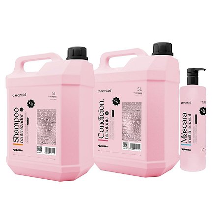 Kit Shampoo Neutralizador Condicionador e Máscara Essential Para Cães Banho e Tosa Bubbles