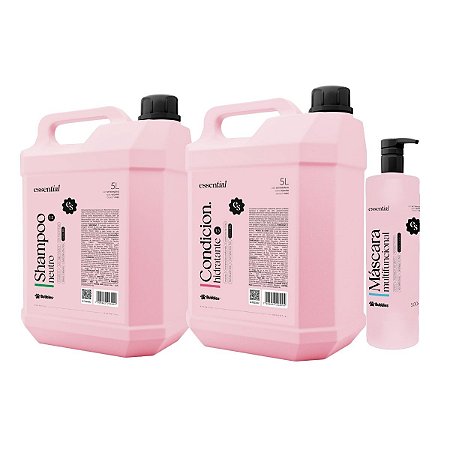 Kit Shampoo Neutro Condicionador e Máscara Essential Para Cães Banho e Tosa Bubbles