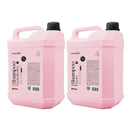 Kit Shampoo Neutralizador e Neutro Essential Para Cães Banho e Tosa Bubbles