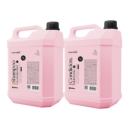 Kit Shampoo Neutralizador e Condicionador Essential Para Cães Banho e Tosa Bubbles