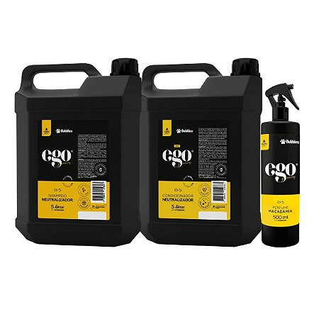 Kit Shampoo e Condicionador Neutralizador 5L + Perfume Para Cães Banho e Tosa Bubbles