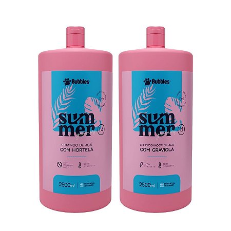 Kit Summer Shampoo e Condicionador Para Cães Banho e Tosa Bubbles