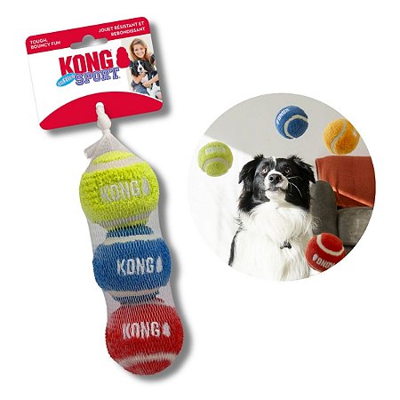 Kong Sport Softies Balls Bolinha de Pelucia Para Cães 3 Unidades M