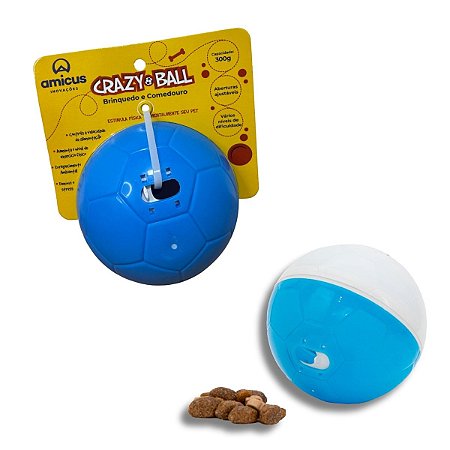 Brinquedo Interativo Para Cães Crazy Ball M Azul e Branca Amicus