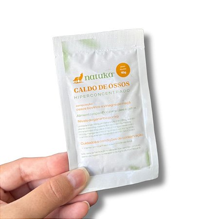 Caldo de Ossos Bovino Hiperconcentrado Natural Para Cães e Gatos Natuka 10g