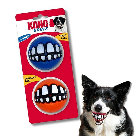 Kong Grinz by Rogz Bola de Sorriso Para Cães Dispenser Ração e Petiscos 2 Uni