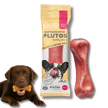Plutos Mordedor 100% Natural de Queijo e Bacon Para Cães M