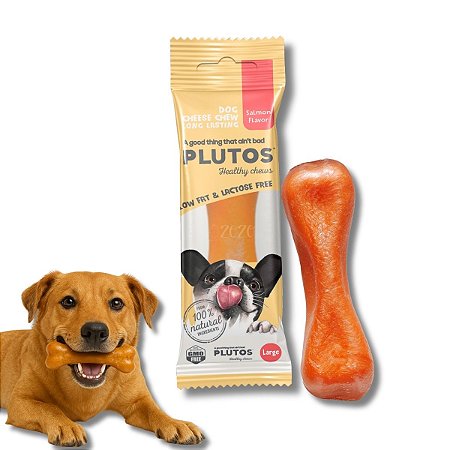 Plutos Mordedor 100% Natural de Queijo e Salmão Para Cães G