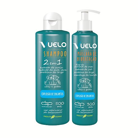 Kit Shampoo 2 em 1 e Máscara Hidratação Explosão de Encantos Vuelo Cães