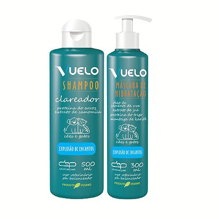 Kit Shampoo Clareador e Máscara Hidratação Explosão de Encantos Vuelo Cães