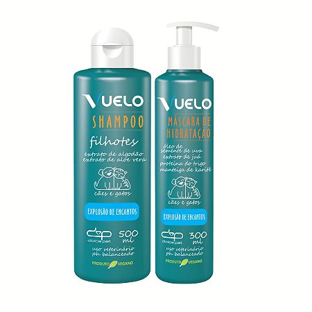 Kit Shampoo Filhotes e Máscara Hidratação Explosão de Encantos Vuelo Cães