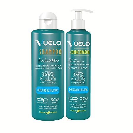 Kit Shampoo Filhotes e Condicionador Explosão de Encantos Vuelo Cães