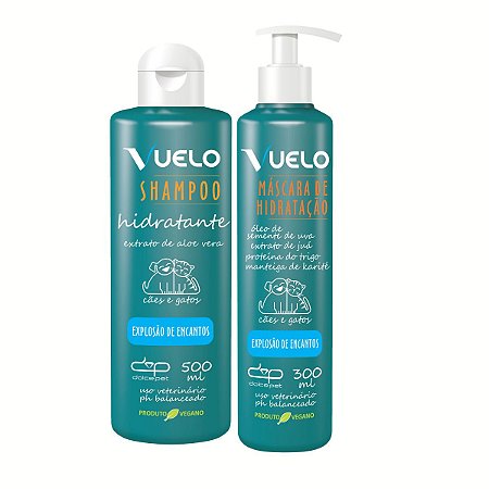 Kit Shampoo Hidratante e Máscara Hidratação Explosão de Encantos Vuelo Cães