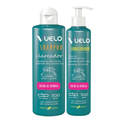 Kit Shampoo Clareador e Condicionador Cheiro de Infância Vuelo Cães