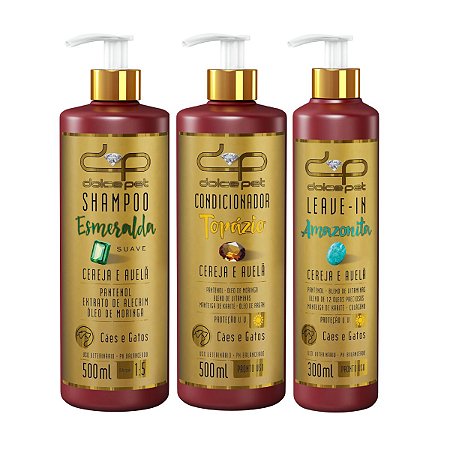 Kit Dolce Pet Shampoo Suave Condicionador Leave In Cereja e Avelã Cães e Gatos