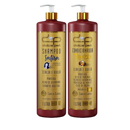 Kit Dolce Pet Shampoo Limpeza Intensa 1:5 e Condicionador 1L Cereja e Avelã Cães e Gatos