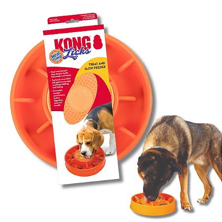 Kong Licks Mealtime Tapete de Lamber e Comedouro Interativo Para Caes