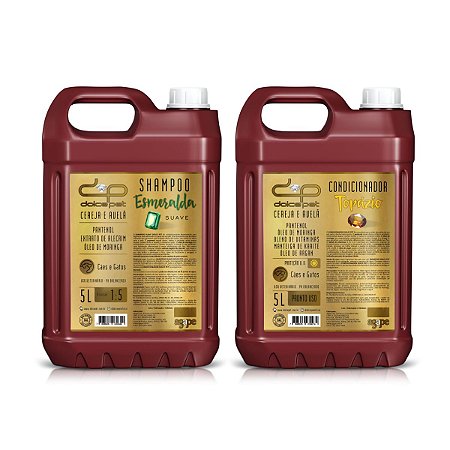 Kit Dolce Pet Shampoo Suave 1:5 e Condicionador 5L Cães e Gatos