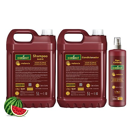 Kit Shampoo Suave Condicionador e Perfume Connect Dolce Pet Cães Melancia 5L 1:10