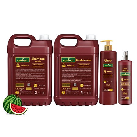 Kit Shampoo Suave Condicionador Perfume Máscara Connect Dolce Pet Melancia 5L 1:10