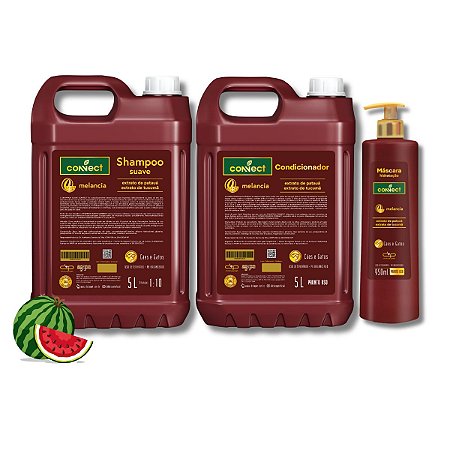 Kit Shampoo Suave Condicionador PU e Máscara Connect Dolce Pet Melancia 5L