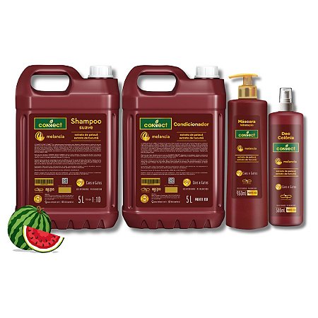 Kit Shampoo Suave Condicionador PU Perfume e Máscara Connect Dolce Pet Melancia 5L
