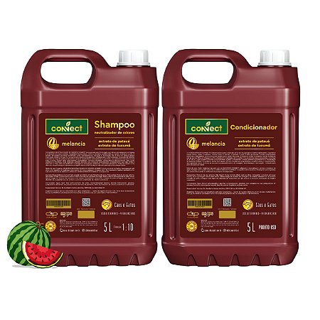 Kit Shampoo Neutralizador e Condicionador PU Connect Dolce Pet Cães Melancia 5L