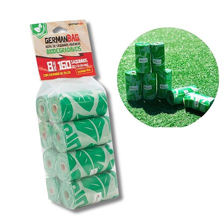 Kit Refil Cata Caca Biodegradável Saquinhos Higiênicos 8 Rolos Germanhart