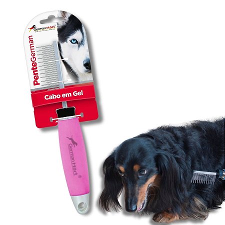 Pente Alternado Para Cães Cabo de Gel Rosa Germanhart