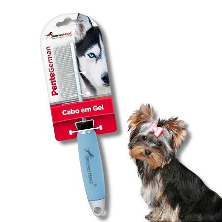 Pente Fino Para Cães Cabo de Gel Azul Germanhart
