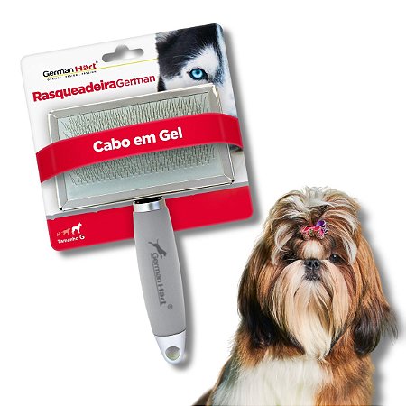 Rasqueadeira Para Cães Cabo de Gel Cinza G Germanhart