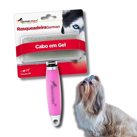 Rasqueadeira Para Cães Cabo de Gel Rosa M Germanhart