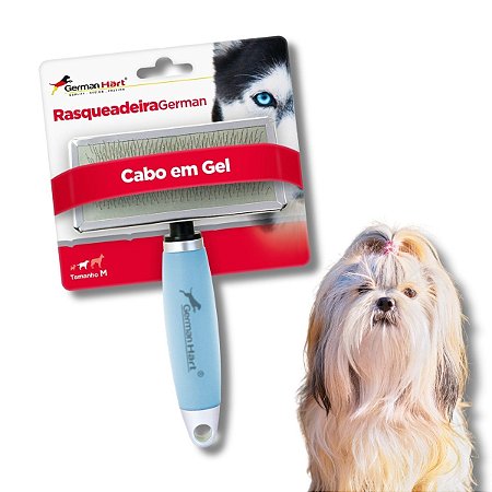 Rasqueadeira Para Cães Cabo de Gel Azul M Germanhart