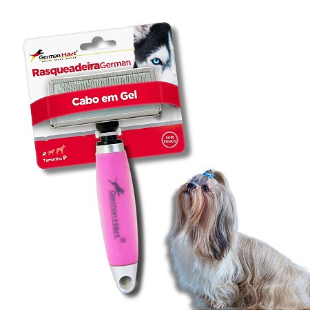 Rasqueadeira Para Cães Cabo de Gel Rosa P Germanhart