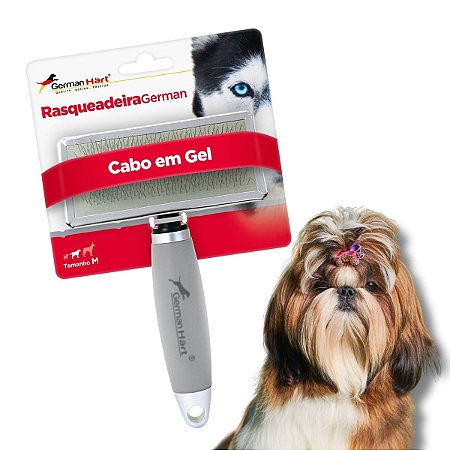 Rasqueadeira Para Cães Cabo de Gel Cinza M Germanhart