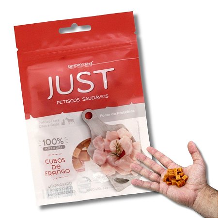 Just Petisco Para Cães Natural Frango em Cubos 55g