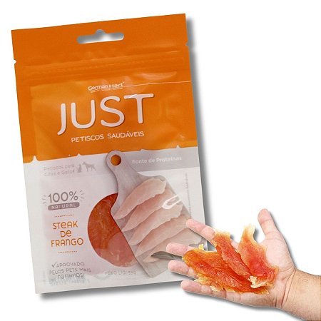 Just Petisco Para Cães Natural Steak de Frango 55g