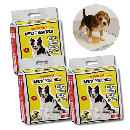 Kit 3 Tapete Higiênico Para Cães Com Atrativo Canino Germanhart 30 Um