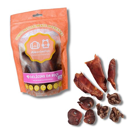 Mix de Mordedores de Suíno Natural Para Cães Delicias da Roça AlecrimPet