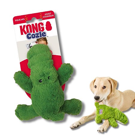 Kong Cozie Jacaré Pelúcia Macia Para Cães com Apito P