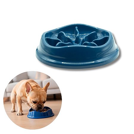 Comedouro Lento Interativo Para Cães Stark Slow 350ml Azul Cobalto