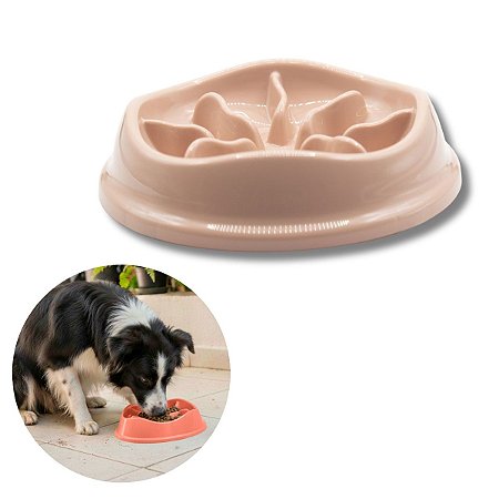 Comedouro Lento Interativo Para Cães Stark Slow 550ml Rosê