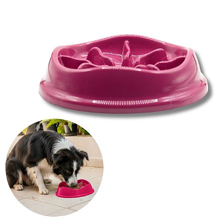 Comedouro Lento Interativo Para Cães Stark Slow 550ml Magenta