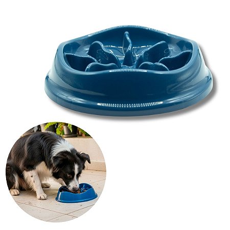 Comedouro Lento Interativo Para Cães Stark Slow 550ml Azul Cobalto