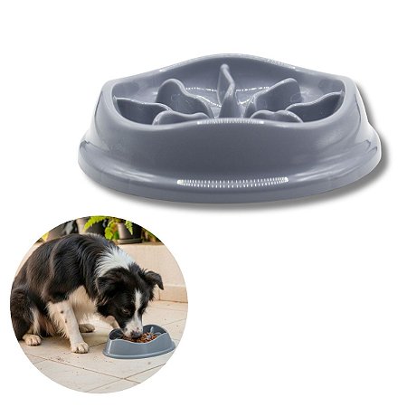 Comedouro Lento Interativo Para Cães Stark Slow 550ml Cinza