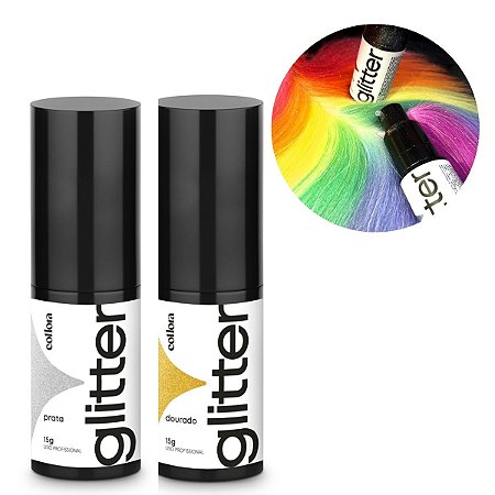 Kit 2 Glitter Em Pó Para Pets Collora Dourado e Prata Banho e Tosa Bubbles