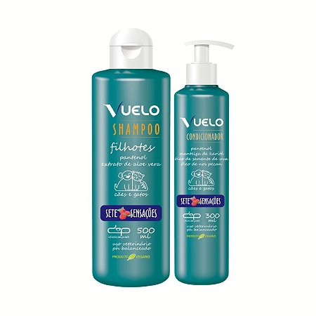 Kit Shampoo Filhotes e Condicionador Sete Sensações Vuelo Cães
