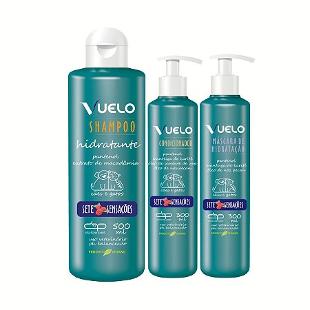 Kit Shampoo Hidratante Condicionador e Máscara Sete Sensações Vuelo Cães