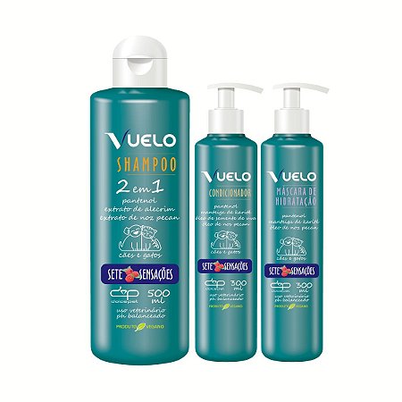 Kit Shampoo 2 em 1 Condicionador e Máscara Sete Sensações Vuelo Cães