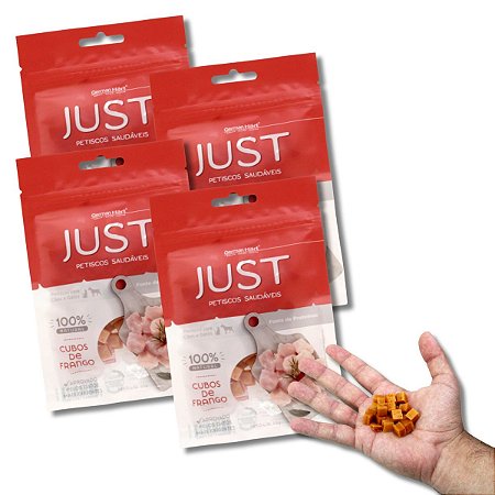 Kit 4 Just Petisco Para Cães Natural Frango em Cubos 55g